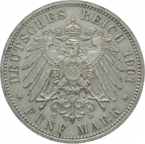 Preussen 5 Mark 1901 - Friedrich I. & Wilhelm II. - Fehlprägung